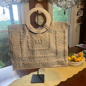 Boutique Linen Bag Cream  New With Tags